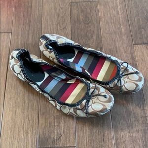 Coach Jilly Ballet Flats Signature C w/ Black Trim